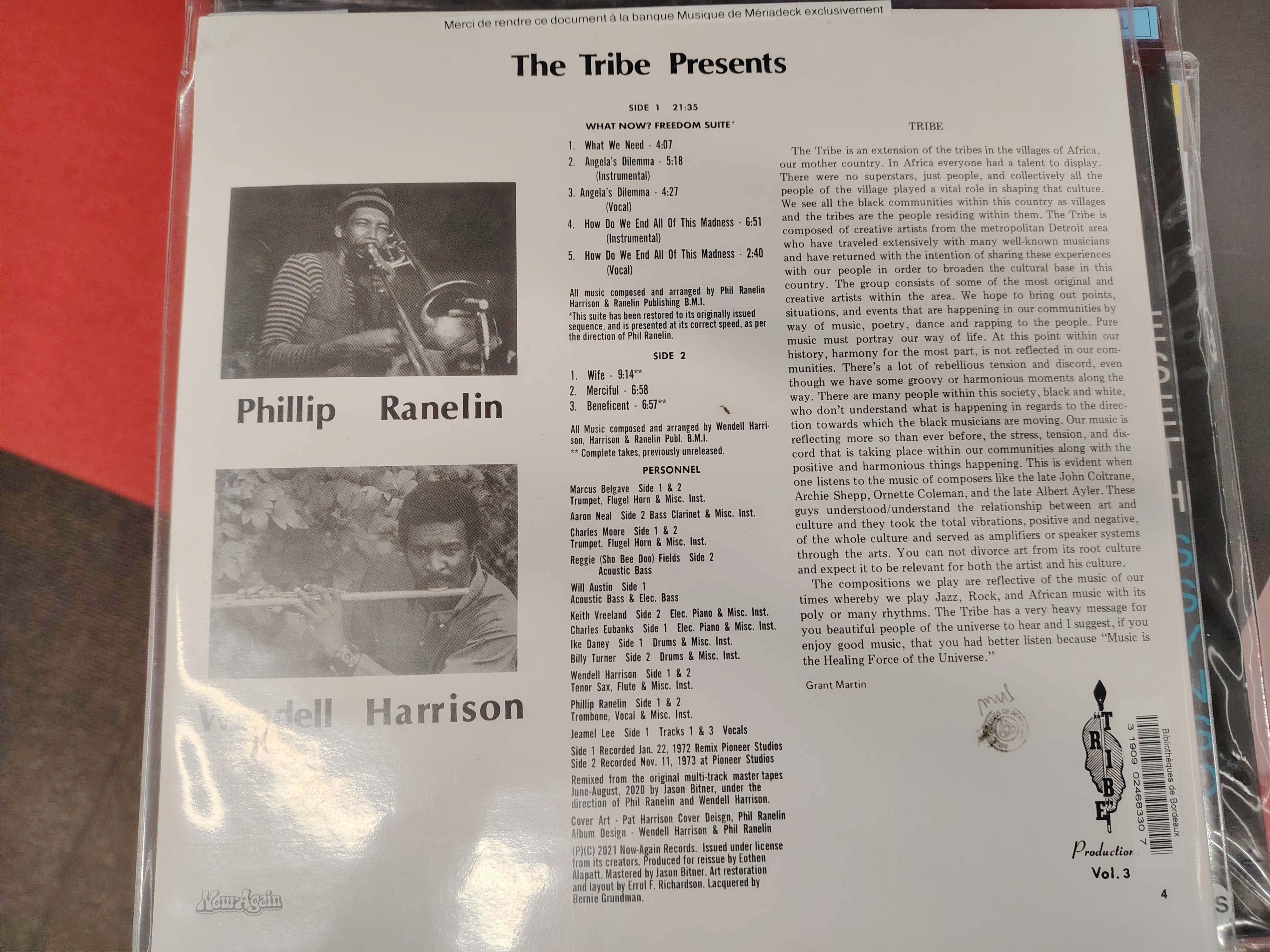 A Message Frome The Tribe Verso